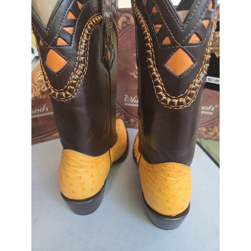 White Diamond Ostrich Skin Handmade Exotic Cowboy Boots US10 Mexico - Picture 8 of 11